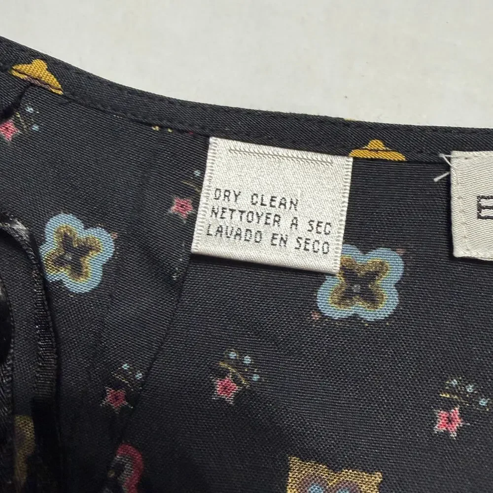 Vintage Evan Picone NWOT 100% Silk Geometric Print Wrap Skirt Black Size 8